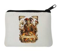 Sinister Jester Surrounded by Chaos Elements Neoprene Coin Purse Pouch 10x11cm White