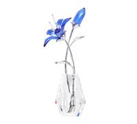 Sinitin Crystal Lily Flower Decor Figurine with Vase，Handmade Sunshine catcher, home decor ornament，Suitable for bedroom and living room decoration（blue-with gift box）