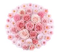 SINJAETRQ 40 Pcs Artificial Silk Flower Heads DIY Craft Kit | 2-5cm Pink Mixed Blooms for Wreaths, Hair Accessories, Wedding Arch Decor, Gift Wrapping, Photo Frame Embellishment & Home Decoration