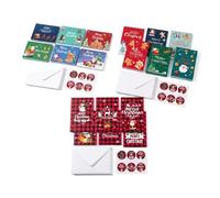 SINJAETRQ Christmas Cards Pack of 18 Assorted Luxury Art Deco Christmas Cards Multipack with Envelopes and Stickers, Traditional Vintage Christmas Cards for Family and Friends