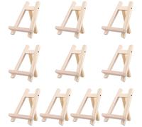 SINJEUN 10 Pack 15 x 20cm Wooden Tabletop Display Easel, Adjustable Mini Wood Easel Foldable Small Easel Stand for Drawing Board, Arts Crafts, Photos and Poster