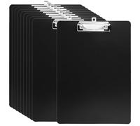 SINJEUN 10 Pack Black A4 Clipboards, Plastic Clipboards Folder with Metal Clamp and Hanging Hole, Folder Boards for Writing and Painting