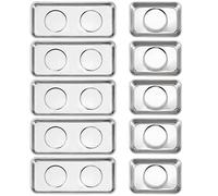 SINJEUN 10 Pieces Rectangle Magnetic Tray, 3.6 x 2.5 Inch and 5.9 x 2.5 Inch Magnetic Tray Set, Stainless Steel Magnetic Tray Holder for Screws, Nut, Bolt and Metal Part