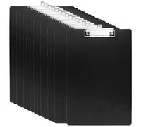 SINJEUN 15 Pack Black A4 Clipboards, 22.5 x 31.5cm Plastic Clipboards Folder with Metal Clamp and Hanging Hole, Folder Boards for Writing and Painting