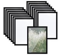 SINJEUN 15 Pcs A4 Magnetic Frame, Self Adhesive Magnetic Picture Frame for Wall Door, Holds Documents, Pictures Posters, Black