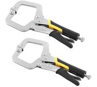 SINJEUN 2 PCS C Clamp 9 Inch, Welding Locking C Clamps with Adjustable Screw and Swivel Pads, Heavy Duty c Clamp Locking Pliers for Welding, Aligning, Woodworking, Yellow/Silver