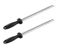 SINJEUN 2 PCS Diamond Sharpening Steel 12 Inch, Black Handle Knife Honing Steel for Edge Maintenance Professional Home Use