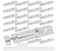 SINJEUN 20 Pack 5 Inch Barrel Bolt, Stainless Steel Slide Lock, Thickened Door Latch Slide Latch Lock with 120 Mounting Screws, Sliding Latch Hardware for Security and Privacy, Silver