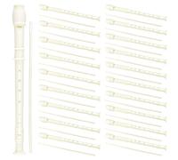 SINJEUN 20 Pack 8 Hole Soprano Recorders, Plastic Descant Flute German Style Recorder Instrument with Cleaning Rod for Kids, Students, Beginners, Back to School Gift, White