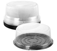 SINJEUN 20 PCS 8 Inch Round Cake Boxes, Transparent Plastic Cake Containers with lids, Small Containers for Cakes, Snacks, Desserts, Tapas