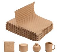SINJEUN 200 Sheets Paper Bubble Packing Wrap, 29 x 40 cm Honeycomb Packing Paper Eco Cushioning Wrap for Moving, Shipping, Packing(Brown)