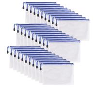 SINJEUN 30 PCS A5 Plastic Wallets with Zip, White Mesh Zipper Document Wallet File Folders, Waterproof Plastic Zipper Bags for Paper, Files, Craft Materials, School, Travel and Office Storage