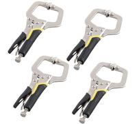 SINJEUN 4 PCS 6 inch Metal Grip Locking C Clamp, Heavy Duty C Clamp Welding Locking Clamps with Adjustable Screw and Swivel Pads, Locking Pliers for Welding, Aligning, Woodworking