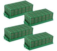 SINJEUN 4 PCS Flower Foam Cages, Rectangle Grid Floral Foam Cages, Caged Green Floral Foam for Wedding Party Flower Decoration, 30x12x8cm