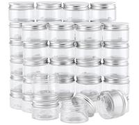 SINJEUN 40 PCS 30ml Clear Mini Plastic Sample Jars with Lid, Travel Jars for Creams, Glitter, DIY Small Arts Crafts, 32mm x 50mm