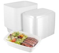 SINJEUN 50 Pack Plastic Meal Prep Containers with Lids, 1000 ML BPA Free Reusable Food Prep Containers, 1 Compartment Food Containers Stackable Storage Lunch Boxes, Microwave & Freezer Safe-White