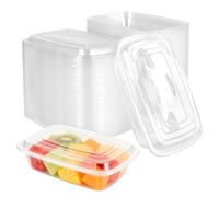 SINJEUN 50 PCS Plastic Meal Prep Containers with Lids, 1000 ML Reusable Clear Meal Prep Containers, 1 Compartment Food Containers Stackable Storage Lunch Boxes, Microwave & Freezer Safe