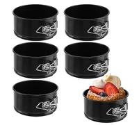 SINJEUN 6 Pack 4 Inch Black Round Cake Tins, Mini Springform Cake Tin with Removable Bottom, Cheesecake Non-Stick Baking Tins Round Cake Pan for Restaurants, Kitchen