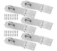 SINJEUN 6 Pack 4 Inch Stainless Steel Padlock Hasp, Shed Lock Door Locks Hasp Latch Packlock Clasp with 48 Mounting Screws for Door Window Cabinet Shed Cage, Silver