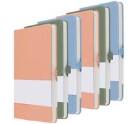 SINJEUN 6 Pack A5 Notebooks Set, Journal Notebook Multipack A5 Lined 80 GSM Paper, Hardback Notepad with Elastic Loop and Pen Loop for Study Work, 200 Pages/Pack, 21 x 14cm, Blue, Green, Pink