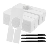 SINJEUN 60 Pack Blank Hanger Dividers, 125 x 50mm Rectangular White Plastic Closet Dividers, Clothing Rack Size Dividers Size Tags with 3 Marker Pens, for Home Closet, Clothes Stores