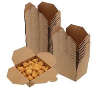 SINJEUN 70 Pack Kraft Food Takeaway Boxes, 13 x 10.6 x 6.5 cm Cardboard Deli Containers, Leak-Proof 800ml Takeaway Food Box for Fast Food, Salads, BBQ, Party Leftovers, Brown