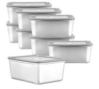 SINJEUN 8 Pcs Stainless Steel Food Containers with Lids, 500ml Reusable Food Storage Containers for Kitchen Fridge Storage, Oven Dishwasher Freezer Safe, 13.5 x 10.5 x 5.5 cm