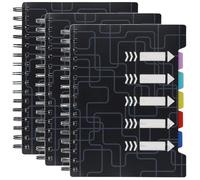 SINJEUN Pack of 3 Black Notebook A5 Ring Binder, 150 Sheets Spiral Notepad Lined, Notebook A5 Spiral Binding for Notes in Work, On the go, Everyday and Office