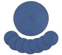 SINJEUN Set of 8 Round Woven Placemats, 37.5cm Blue Cotton Braided Table Mats, Heat Resistant Dining Mats for Kitchen, Home, Restaurant