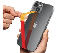 Sinjimoru 3 in 1 Bicolor Mobile Phone Strap, Reusable Grip Holder with Clip for iPhone & Samsung - Mandarin Red