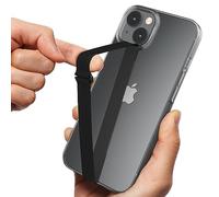 Sinjimoru C-Shaped Clip Finger Phone Grip, Silicone Strap, Black 230