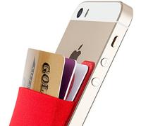 Sinjimoru Card Holder for Back of Phone, Stick on Wallet Functioning as Credit Card Holder, Cell Phone Card Sleeves, Minimalist Phone Wallet for iPhone. Sinji Pouch Basic 2, Red