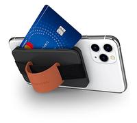 Sinjimoru Cell Phone Card Holder Wallet Case with Stand, Zip 2, Black with Clementine Band