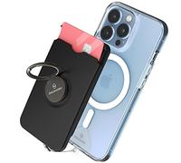 Sinjimoru Cell Phone Wallet for MagSafe with Phone Ring Holder, Secure Magnetic Card holder with Phone Grip & Kickstand for MagSafe Case & iPhone 15 14 13 12 Series. M-Ringo Slot Black