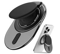 Sinjimoru for MagSafe Phone Grip, 2024 New Adjustable Stand with 3000G Soft Silicone Magnetic Grip Fits for iPhone Series, M-Tap Tok Stand Clear Black