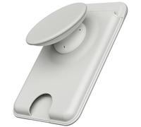 Sinjimoru for MagSafe Phone Grip, Compatible with MagSafe Wallet, Soft Magnetic Finger Grip, with 3 Card Holder for iPhone, M-Tap Tok Wallet Grey