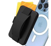 Sinjimoru for MagSafe Wallet, Secure Hard Lock Magnetic Card Holder as a MagSafe Stand and MagSafe Grip for iPhone 16 15 14 13 12. M-Card Zip Black