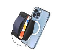 Sinjimoru Magnetic Wallet for iPhone, Magnetic Card Holder, for Magsafe Wallet with Phone Grip, Secure Tag Holder for Anti Drop. M-Bgrip Navy