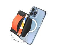 Sinjimoru Magnetic Wallet for iPhone, Magnetic Card Holder, for Magsafe Wallet with Phone Grip, Secure Tag Holder for Anti Drop. M-Bgrip Clementine