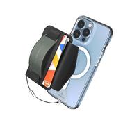 Sinjimoru Magnetic Wallet for iPhone, Magnetic Card Holder, for Magsafe Wallet with Phone Grip, Secure Tag Holder for Anti Drop. M-Bgrip Olive Grey