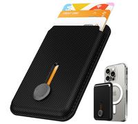 Sinjimoru Magnetic Wallet for Mobile Phone, Premium Vegan Leather Phone Wallet for MagSafe 3 Card Holder Compatible with iPhone 17 Pro Max Air 16 15 14 13 Series M-Viica, Black Carbon, 9.65 cm x 6.5