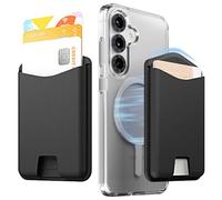 Sinjimoru Magnetic Wallet for Mobile Phone, Premium Vegan Leather Phone Wallet for MagSafe 3 Card Holder Compatible with iPhone 17 Pro Max Air 16 15 14 13 Series M-Viica, black, 9.75 cm x 6.5 cm x