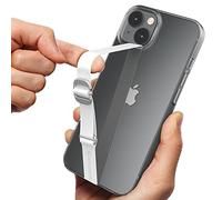 Sinjimoru Silicone Phone Strap Holder, Adjustable Grip Strap for iPhone & Samsung - Reusable Loop with Clip, White