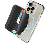 Sinjimoru Soft Elastic Band Grip Phone Wallet for MagSafe, Magnetic iPhone 14 Card Holder 5 Cards for Back of Cell Phone Case with Hand Finger Holder for iPhone 14, 13 & 12 Series. M-Band Black