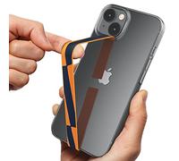 Sinjimoru Stylish Silicone Cell Phone Strap as Phone Grip Holder, Wireless Charging Compatible Slim Phone Charm for Apple iPhone & Phone cases. Sinji Loop Motive Graphics Checkerboard Orange