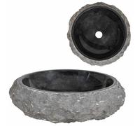 Sink 40x12cm Marble Bathroom Natural Stone Bowl Basin Unit Black/Cream vidaXL