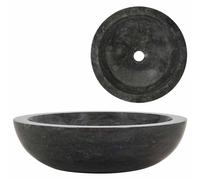 Sink 40x12cm Marble Bathroom Natural Stone Bowl Basin Unit Black/Cream vidaXL