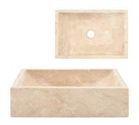 vidaXL High Gloss Marble Sink 45x30x12 cm, Elegant Cream Bathroom/Washroom Basin, Fully Handmade, Sturdy, Easy to Clean