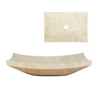Sink 50x35x12cm Marble Bathroom Natural Stone Wash Bow Black/Cream vidaXL