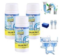 Sink and Drain Cleaner - 2026 Upgraded Multi-functional Sink and Drain Cleaner Powder Cleaning, Drains Foam Cleaner, Powerful Pipe Dredging Agent for Kitchen Toilet (3Pcs)